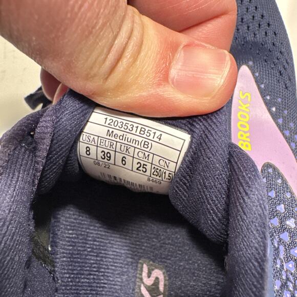 Brooks Adrenaline GTS 22 Womens Running Shoes Navy Purple Size 8 - Picture 7 of 8